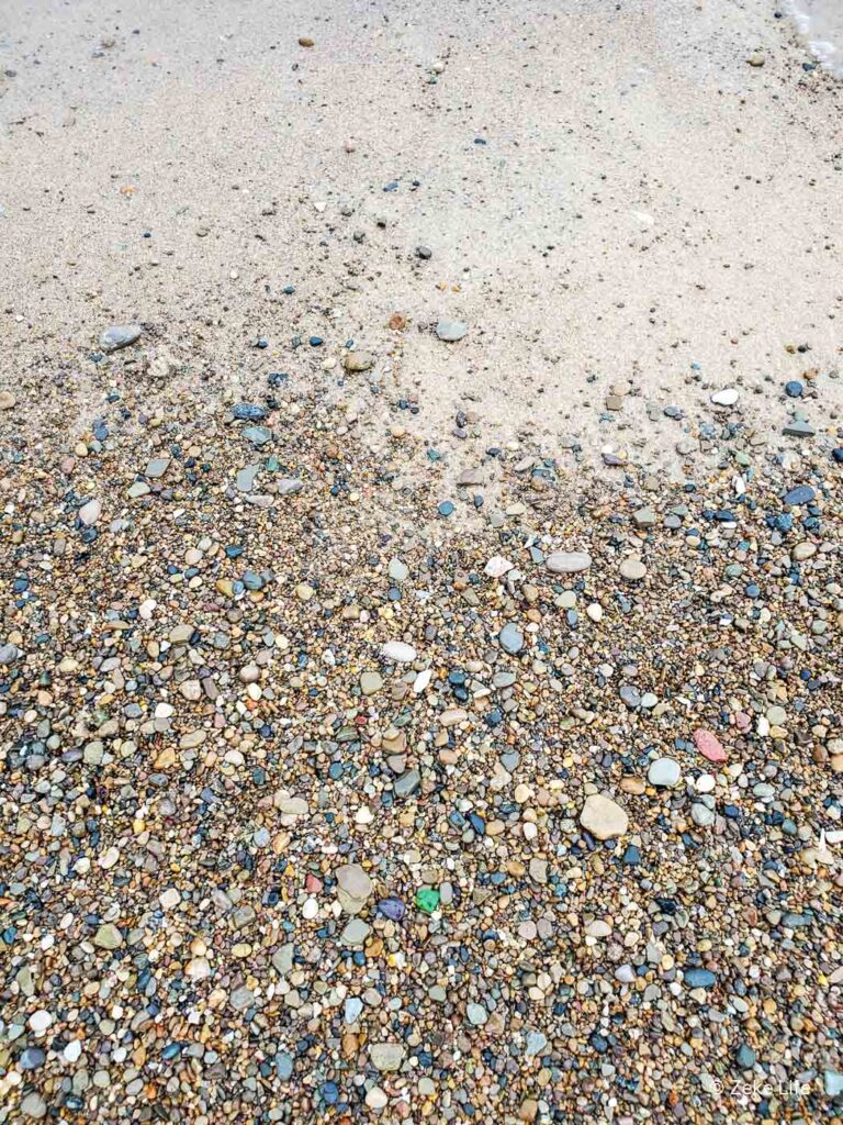 green beach glass in water