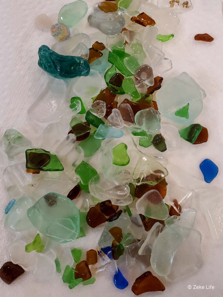 cleaning beach glass