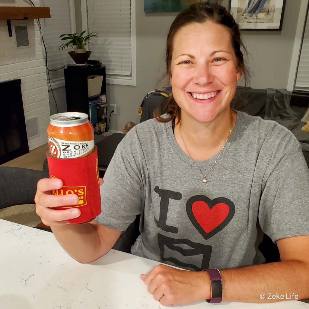 kara drinking beer