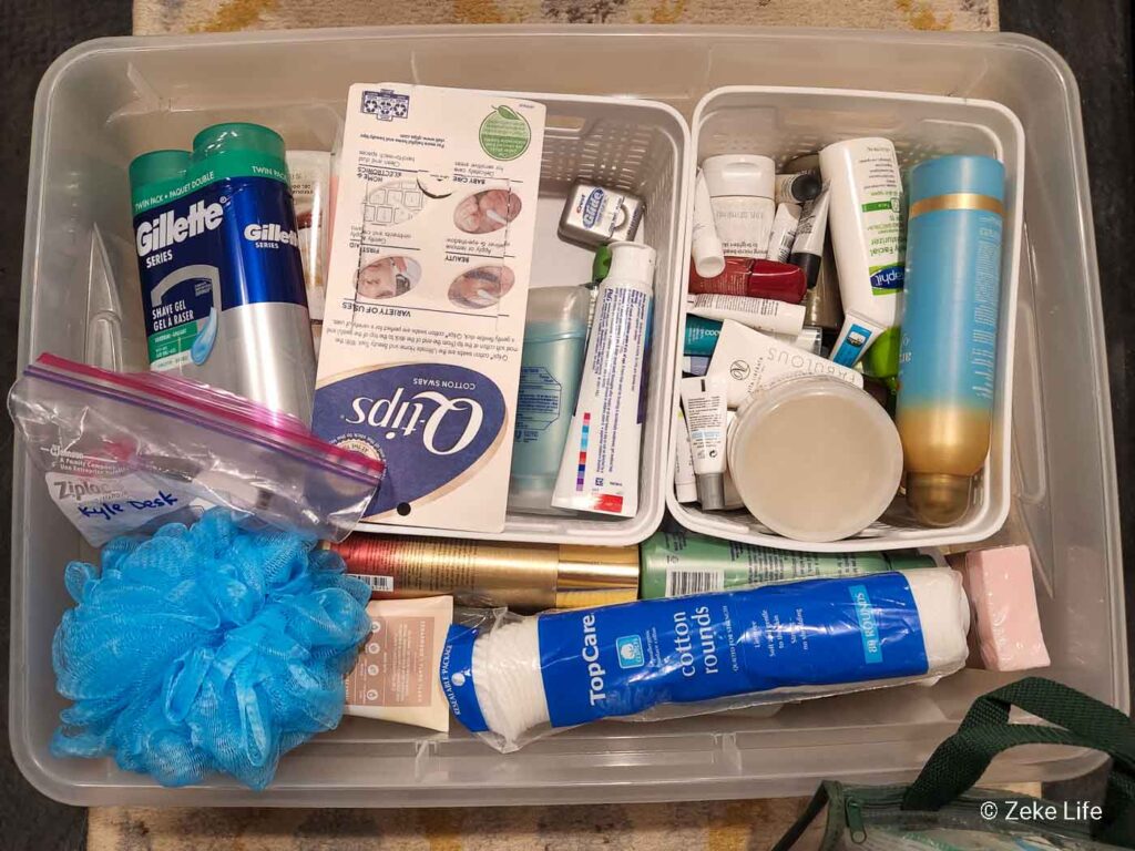 extra bin of toiletries