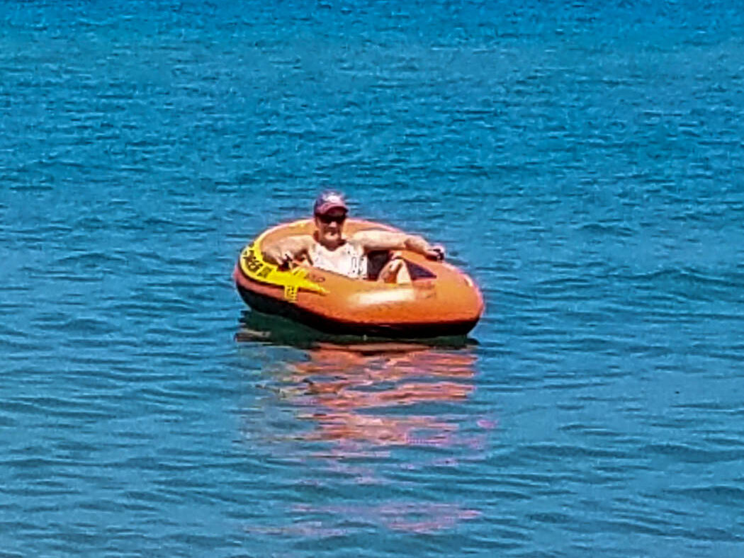 kara floating in toy boat