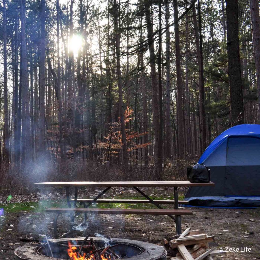 tent and campfire