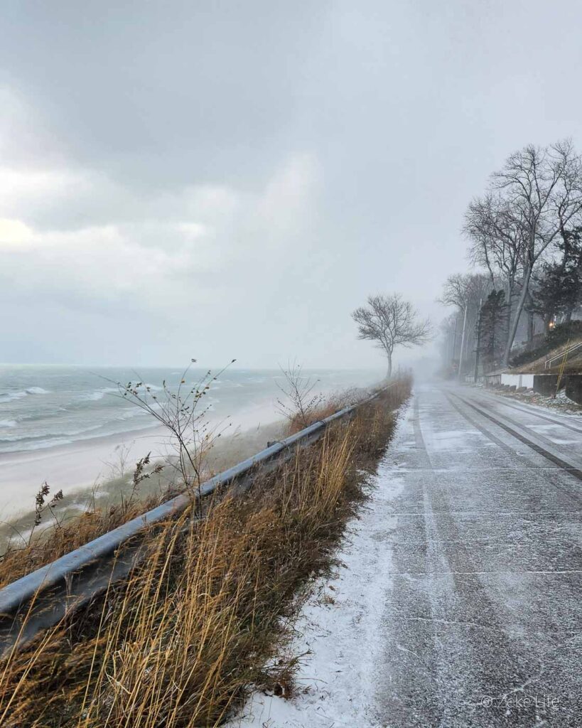 snowstorm on Lake Michigan