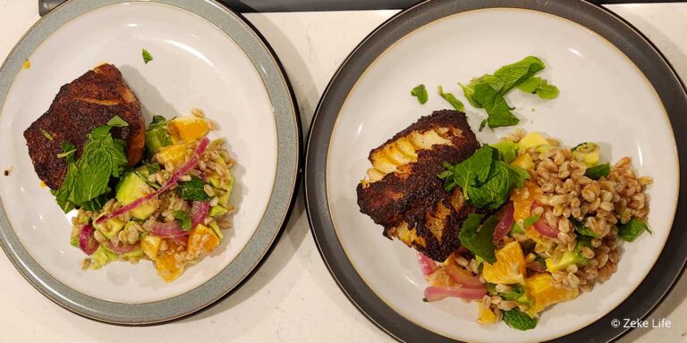 Chile-Blackened Cod with Red Rice Salad