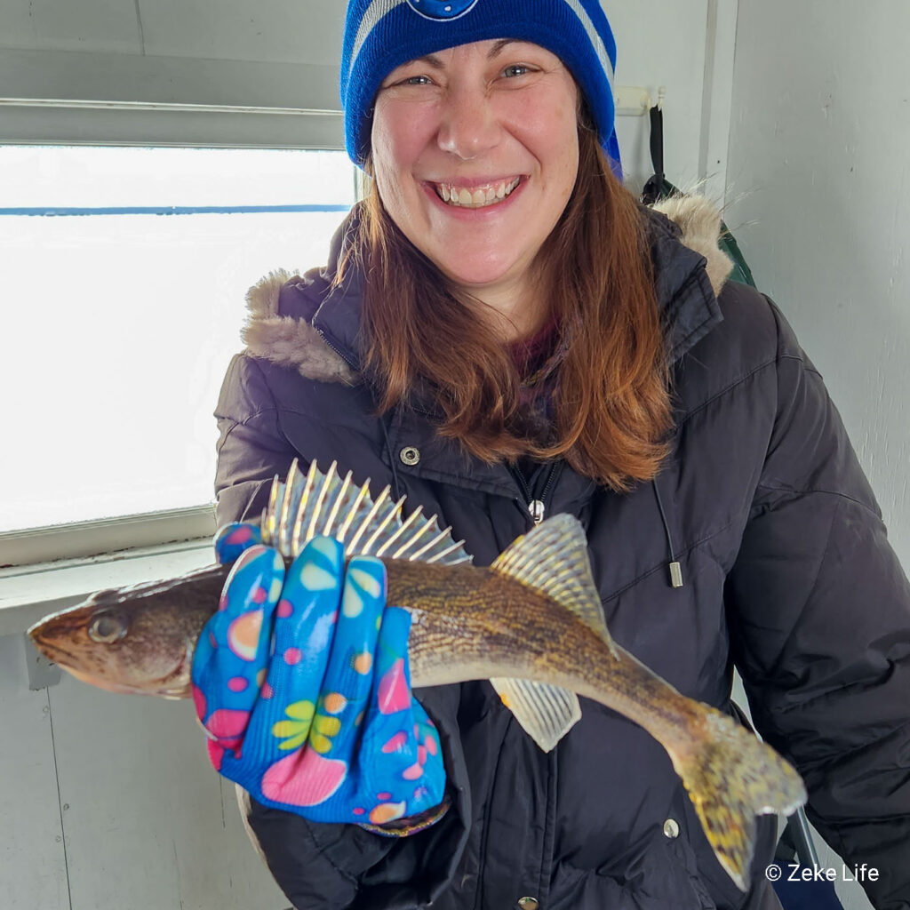 kara holding a sauger