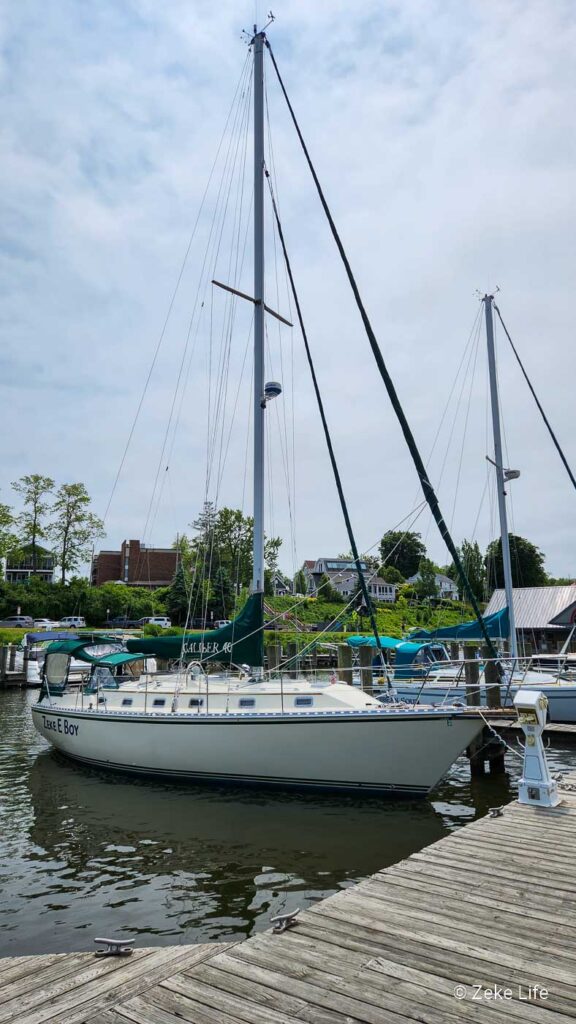 SV Zeke E Boy tied up at the dock in South Haven