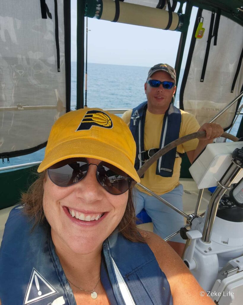Kara and Kyle selfie sailing